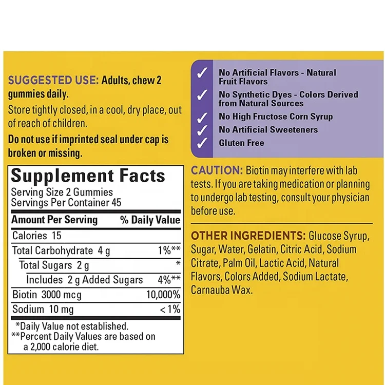 Biotin Berry Gummies No Artificial Flavor Supplement Promotes healthy hair skin and nails pectin Gummies