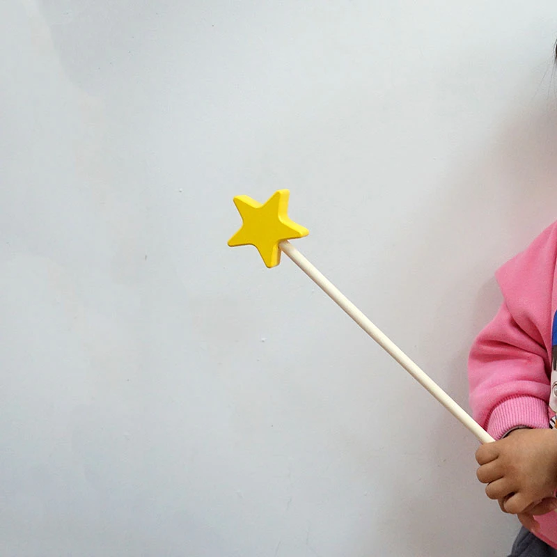 Wooden Princess Wand Star Fairy Unfinished Wooden DIY Crafts Moon Star Heart bear Magical Wand