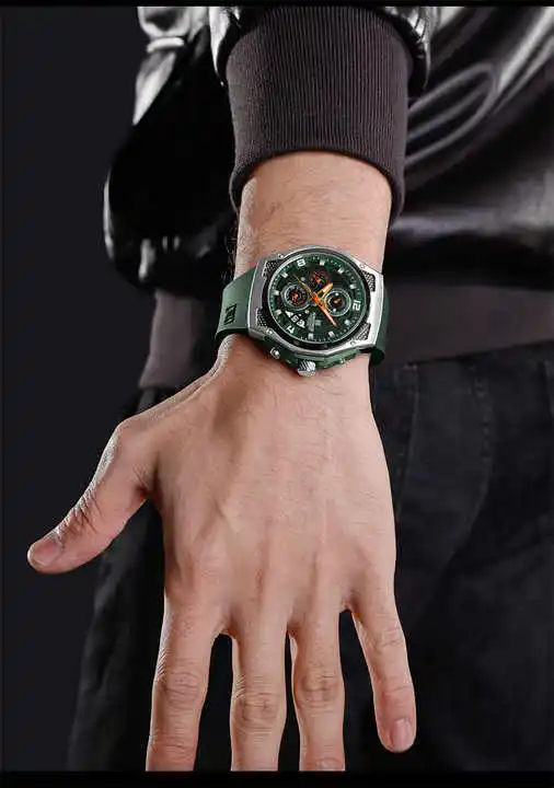 NEW NAVIFORCE NF8051T Mens Casual Sport Wristwatch Chronograph Luxury Silicone Men Watch Auto Date Quartz Waterproof Watches