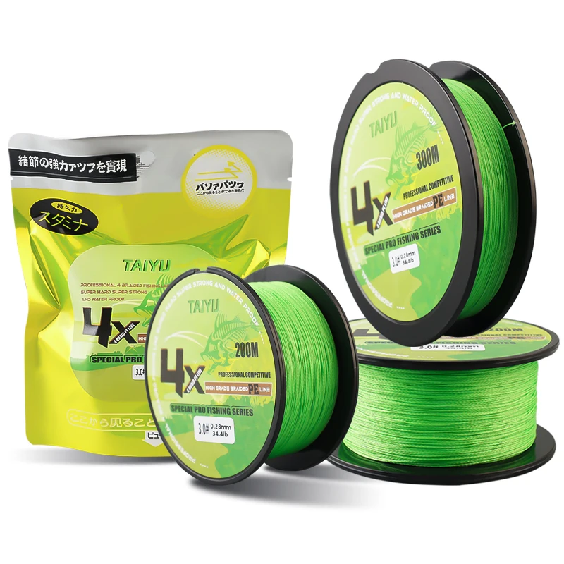 19.4-70.11LB 100m 200m 300m Super Strong PE Braided Wire Abrasion Resistant 4X Braided Fishing Line