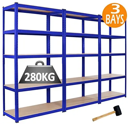 Storage rack 180 x 90 x 40 cm load 875 kg powder-coated blue boltless shelf