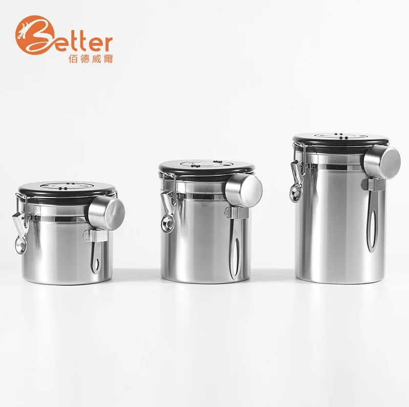 Top Selling Stainless Steel Grain Storage Container Coffee Bean Container With Date Dial