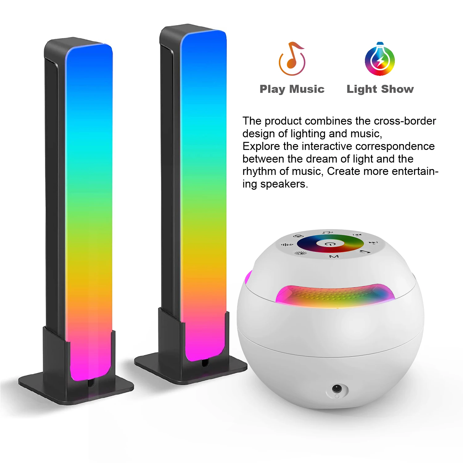 Smart RGB Pickup Music Rhythm Light Bar Wireless Sound Activated LED Ambiance Light Bar