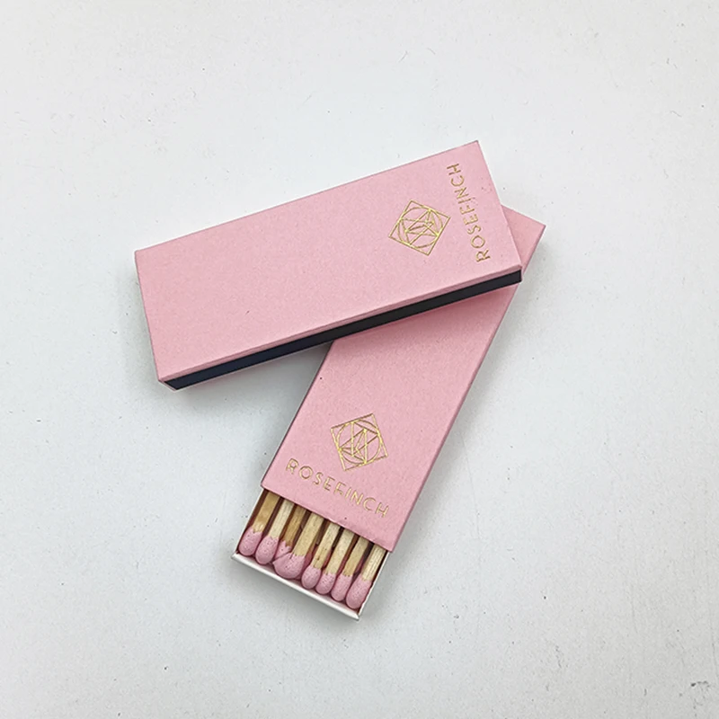 Розовые спичечные коробки безопасные натуральные спички индивидуальные оптовые черные деревянные домашние свечи