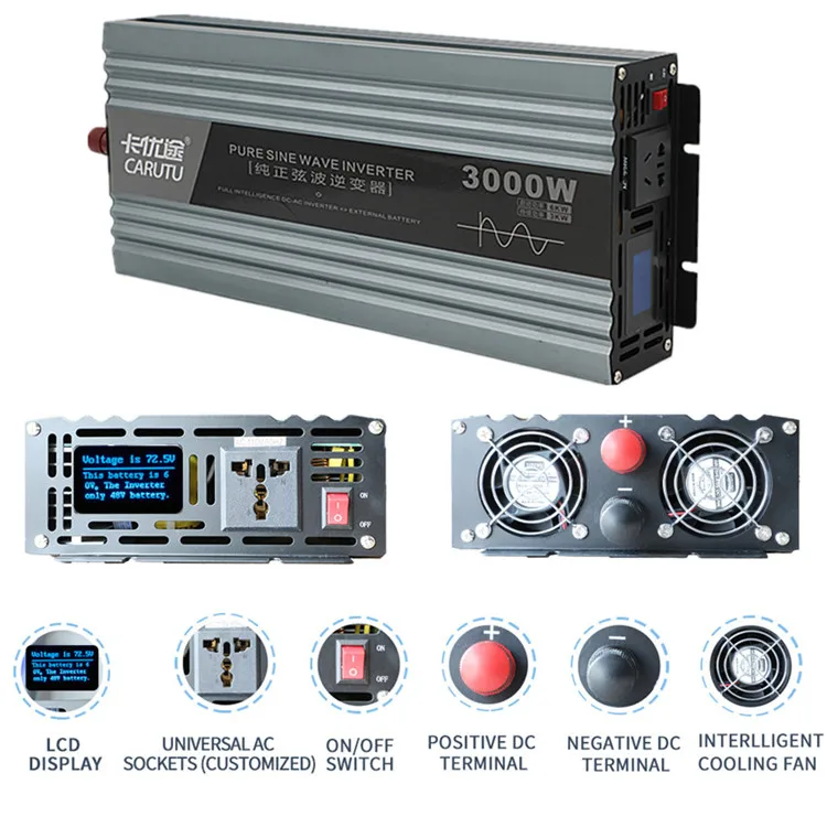 Various good quality 48vdc to 220vac professional inverter 3000 pure sine wave inverter 12v pure sine wave with display
