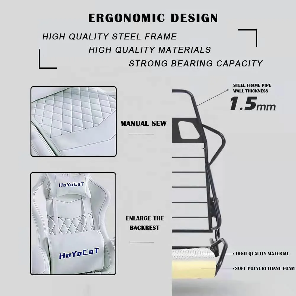 Latest design superior quality wholesale e-sports high quality Full White PVC Leather Gaming Chair Sillas Gamer with Footrest