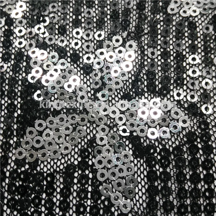 
Widely used superior quality silver sequin fabric embroidered stripe tulle mesh for home decoration 