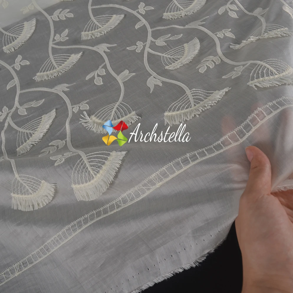 ARCHSTELLA высокое качество в стиле кантри полый белый цветочный Тенсел вышитый хлопчатобумажной нитью кружевной ткани