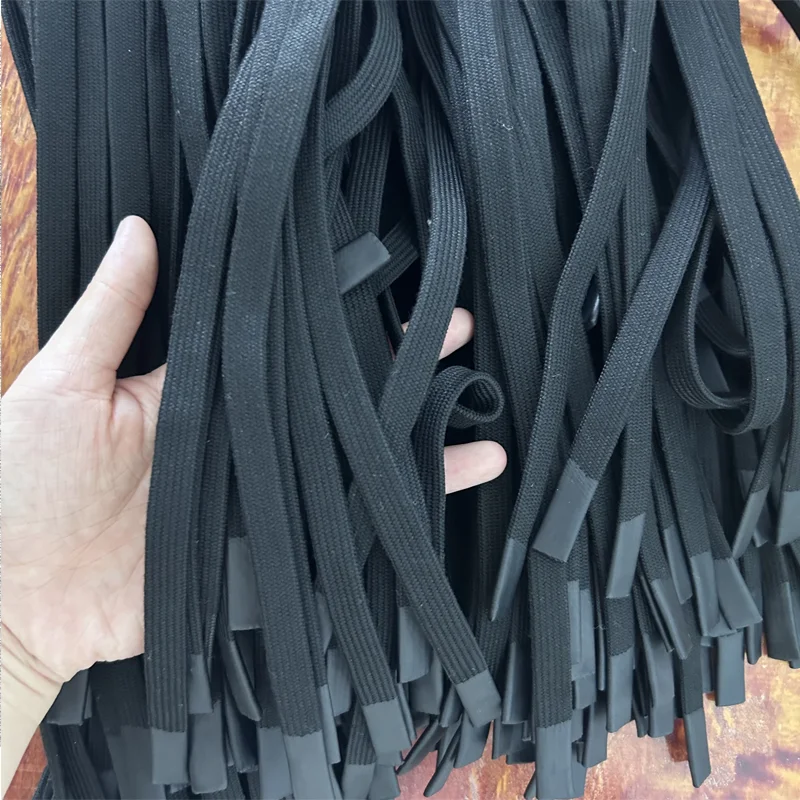 Wholesale Polyester Black color coated silicone dipped end rubber tips pants drawcord for garments