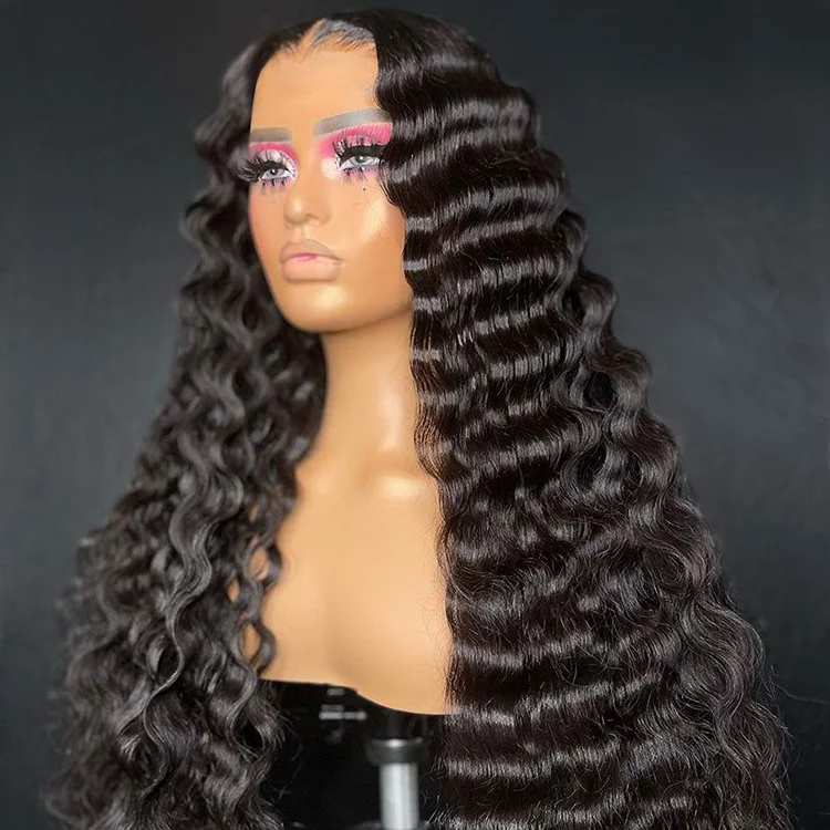 EB Wholesale virgin brazilian curly hair lace front wig human hair wig lace 13x4 lace front kinky curly wig