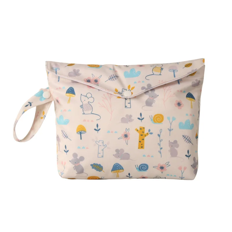 Three dimensional storage bag Open top printed waterproof bag with handle leak proof wet diaper bag