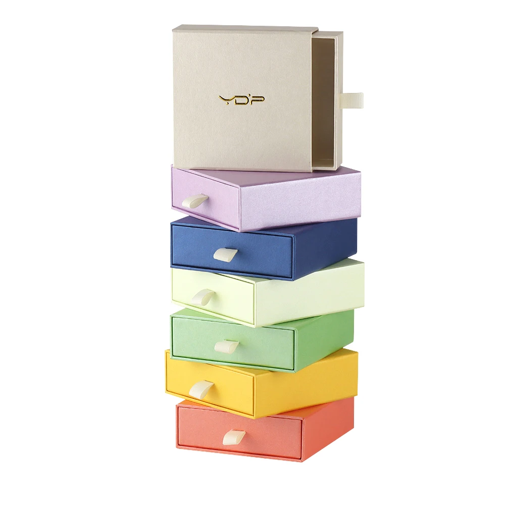 Custom Paper Mini Luxury Pink White Sliding Drawer Ring jewllery Necklace Bracelet Small Jewelry Packaging Boxes with Logo