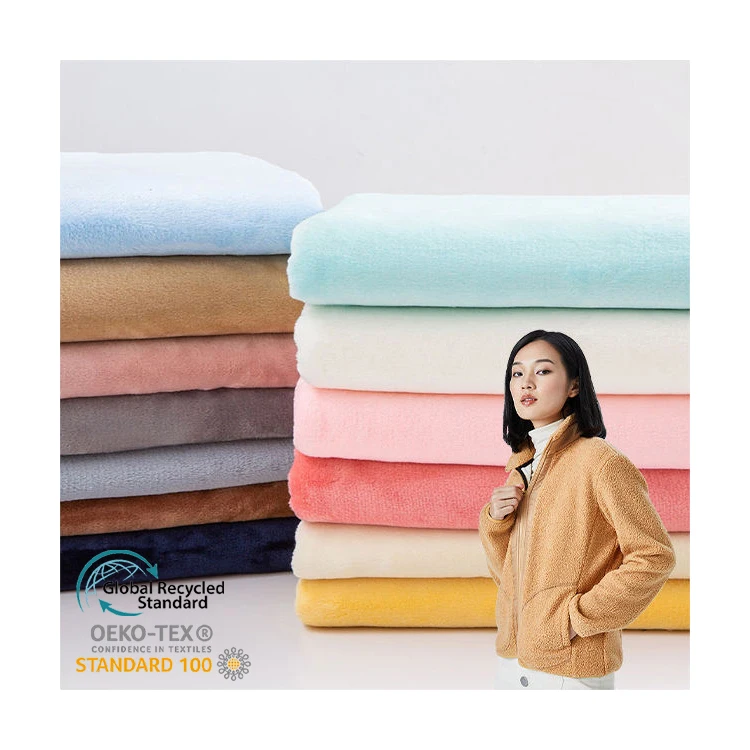 100% Polyester Short Velvet Super Soft Microfibre Coral Fleece Fabric for Blanket