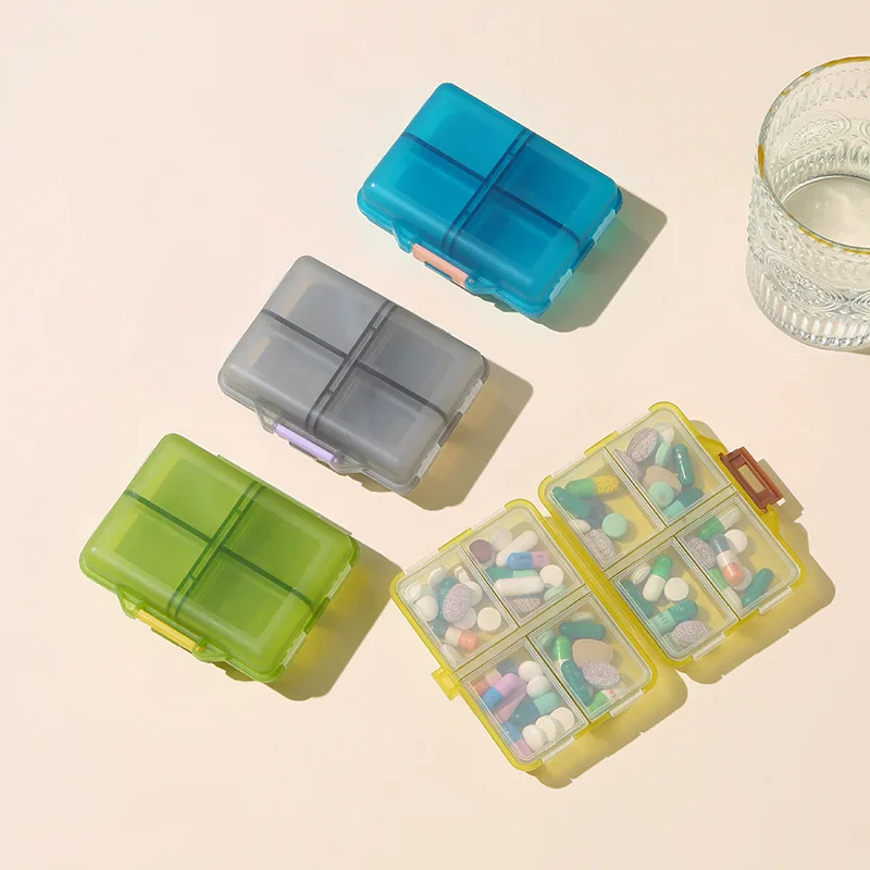 Portable Pill Box With 8 Grids Plastic Pill Box Storage Cases Thick Pills Organizer Travel Medicine Box Sturdy Material Weekly