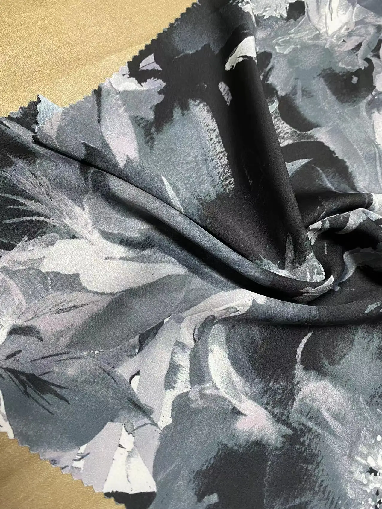 Ink painting style with digital printing fabric fashion design for spring clothes