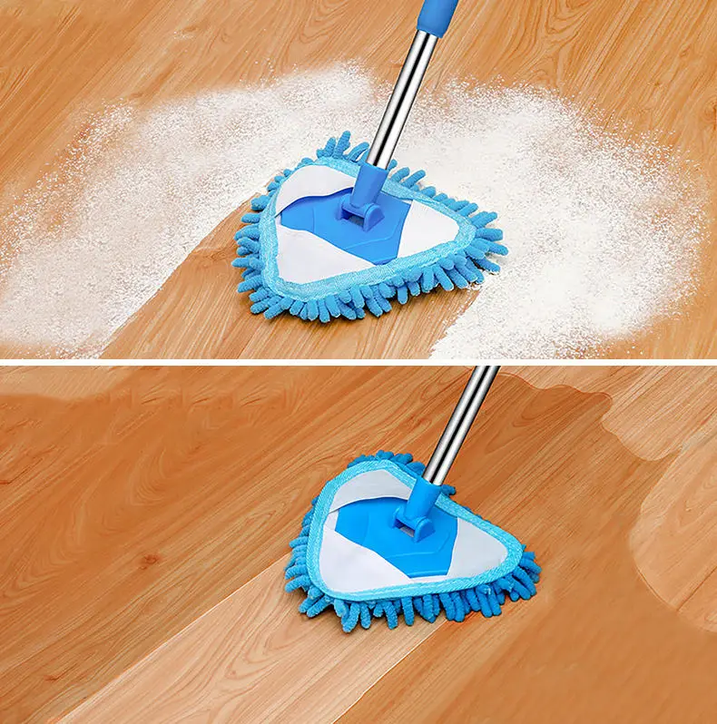 Rotatable Adjustable Chenille Mop Floor Cleaning Reusable Wet and Dry Triangle Cleaning Mop