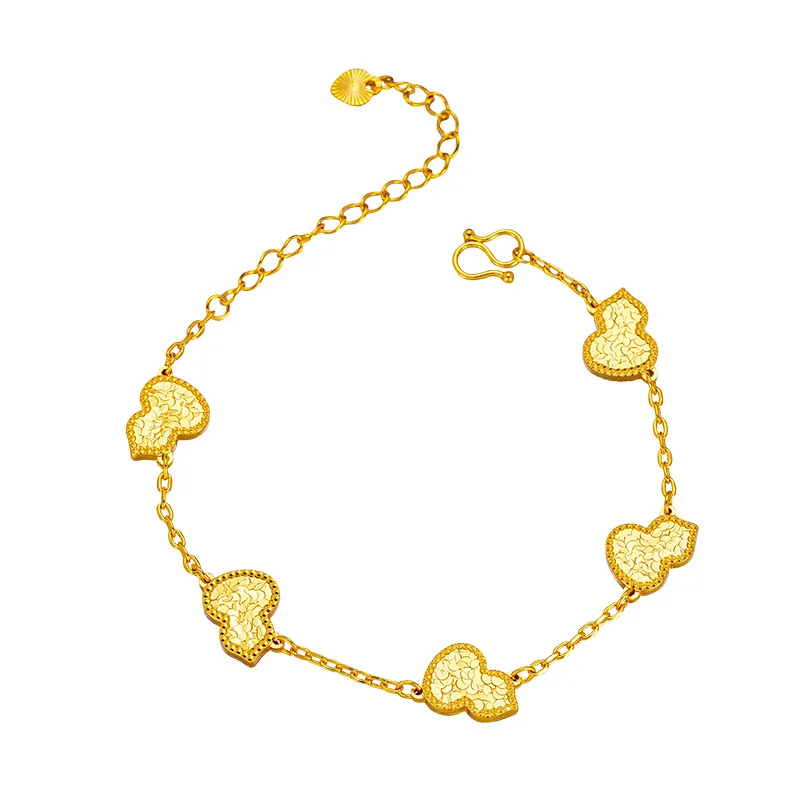 New Fashion Vintage Luxury Bridal Bracelet Necklace Classic Beads Treasure Gourd Charms Fortune Lucky Iceout PVD Gold Bracelet