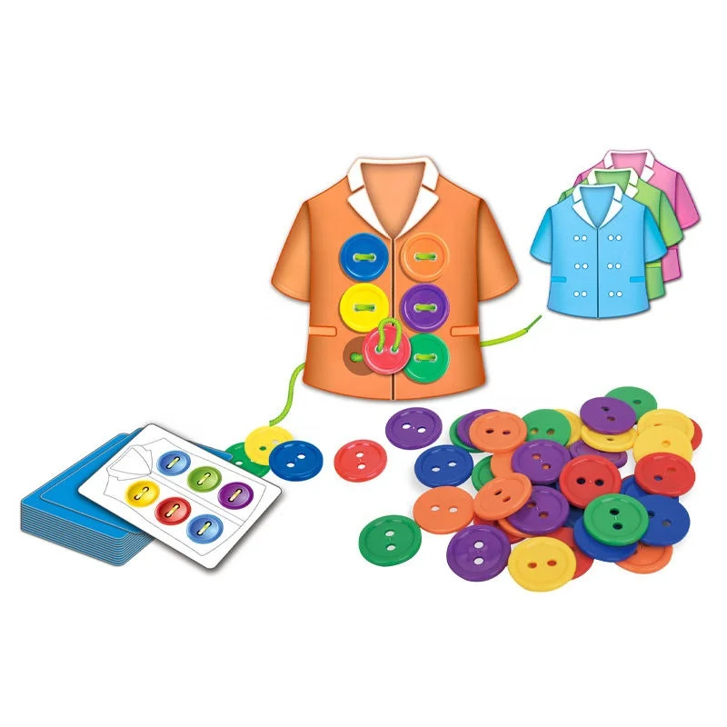 Hot Children Montessori Educational Toys Diy Wear Rope Game String Clothes Lacing Card  Kids Toys Thread Toy