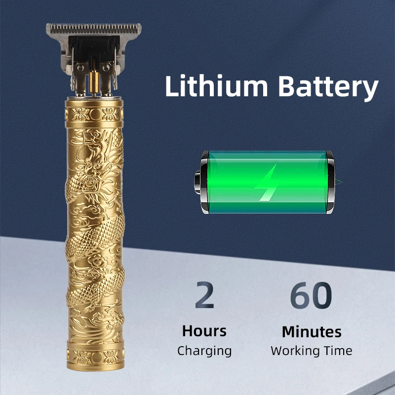 Maquina de Cortar Pelo Profesional USB Rechargeable Gold Vintage T9 Hair Clipper Electric Hair Trimmer