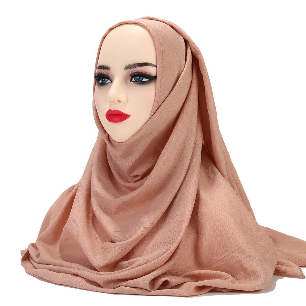 2024 new arrive crinkle viscose cotton more soft pleated crinkle cotton hijab scarf