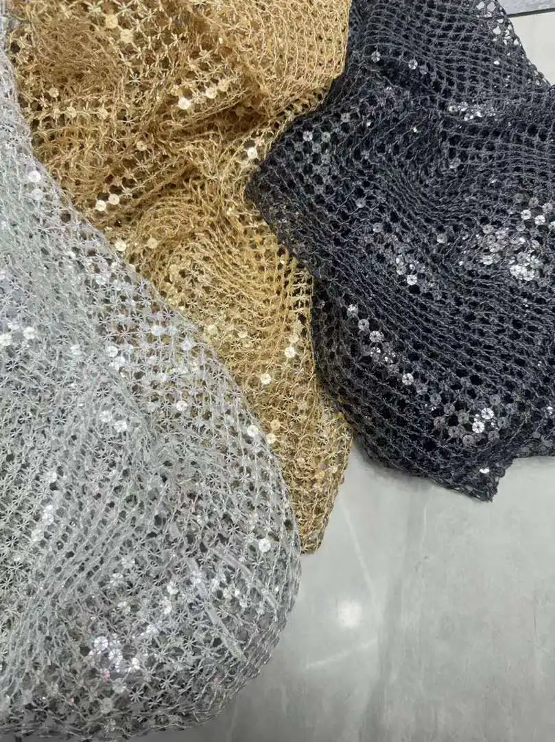 Wholesale Sequined lace Mesh Embellished Fabric