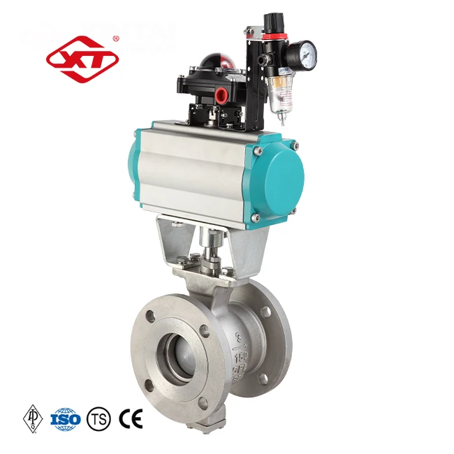 
VQ640Y-150LB 3 Inch Hard Seal STL Full Bore WCB V Type Pneumatic Control Ball Valve 