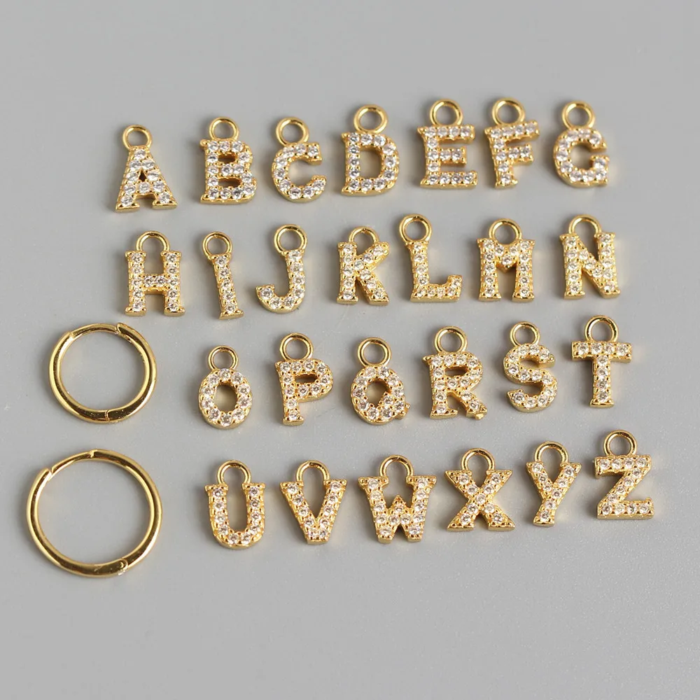 S925 Sterling Silver Alphabet 26 Letter Earrings 18K Gold Plated Little Girls Clip on Earrings for Women 2021 Custom Jewelry