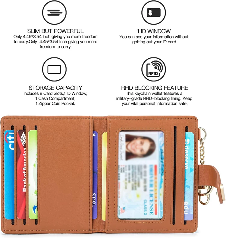 Global Supply Chain #PA1032 Custom your brand GRS certificated wallet woman vegan PU RFID Blocking Bifold Credit Card Holder