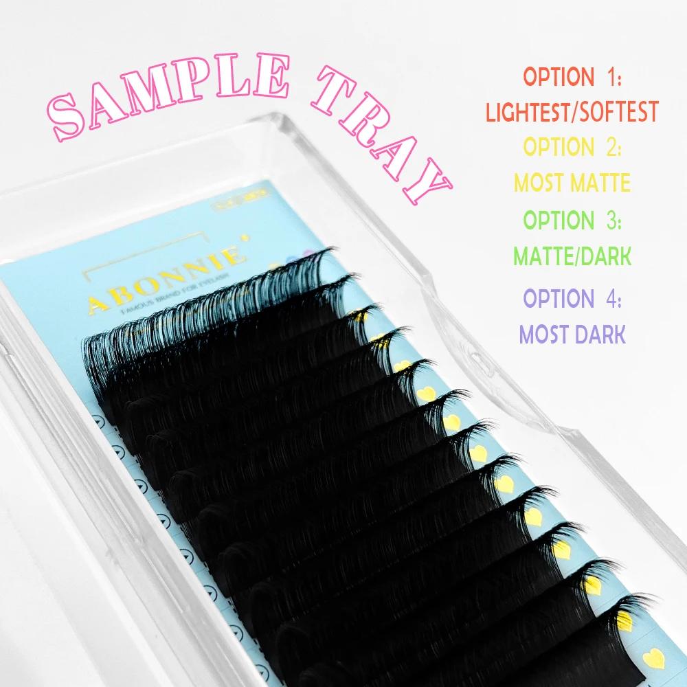 Abonnie Korean Pbt Fiber Matte Black Eyelash 7-15mm Cc D Dd Fluffy Lash Extension Trays Individual Eyelash Extensions