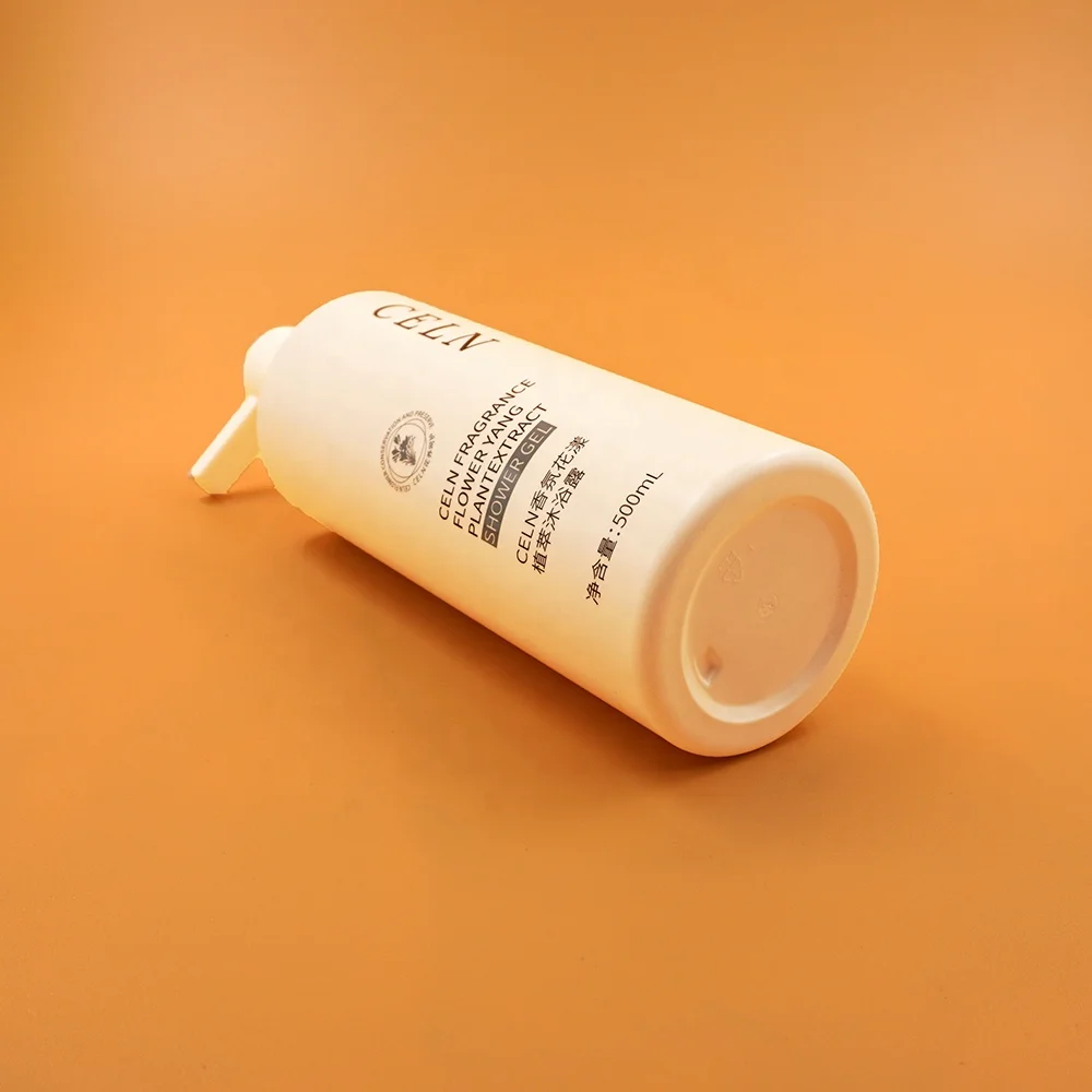 Hot Sale PET White Cylindrical Flat Shoulder Shampoo Bottle Body Wash Sprayer Pump Bottle 500ml 17oz