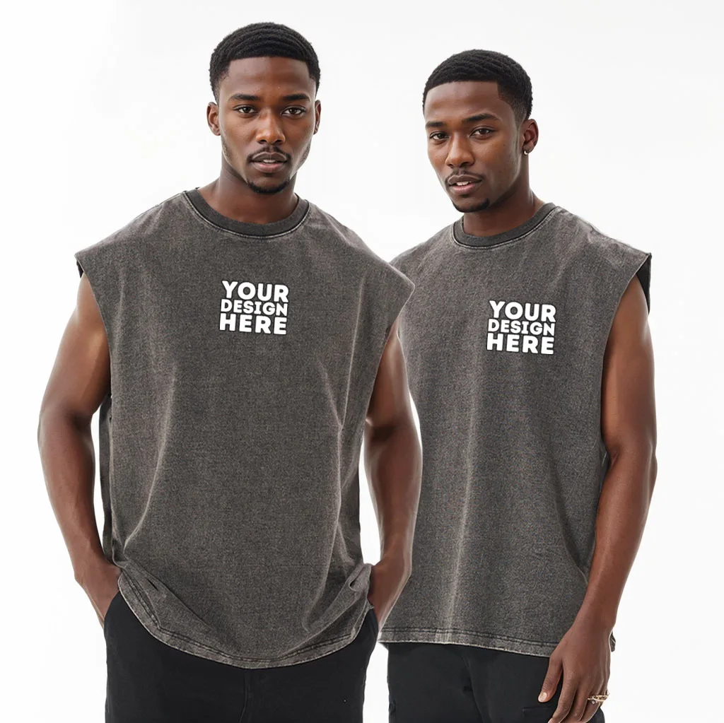 New Arrivals Wholesale Cotton Vintage Distressed Sleeveless T-shirt Tshirts Oversized Men Washed Vest Tank Tops