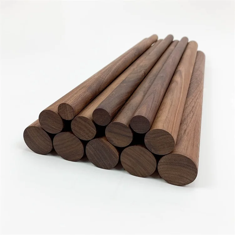 different sizes black walnut wood round dowel solid wood sticks customized wooden sticks