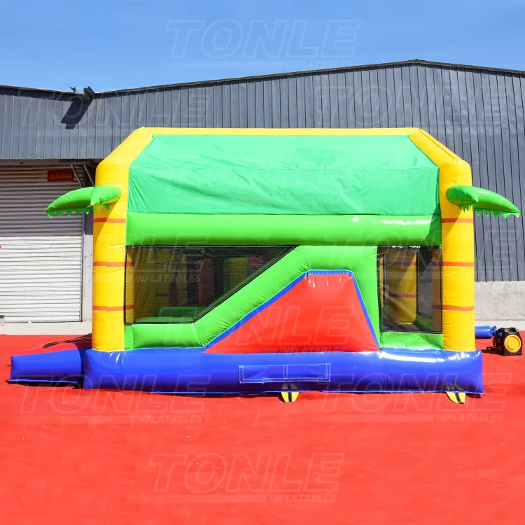 most popular multiplayer lion with roof inflatable jumping bouncy castle,cheap bounce house with slide combo for sale