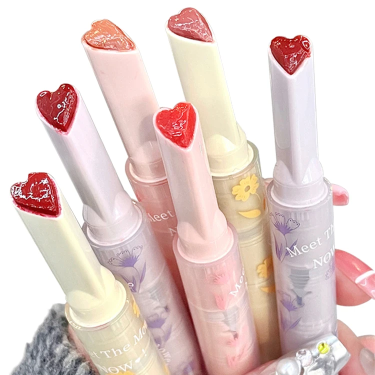 Nwe Arrival Gege Bear Cute Girls Beauty Makeup Moisturizing Mirror Water 6 Colors Heart Shade Jelly Lipstick Pen