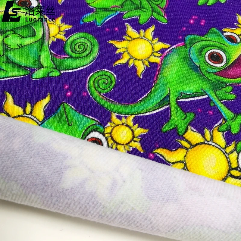 
hot sale 95/5 custom digital printing lycra cotton jersey knit fabric for women dress 