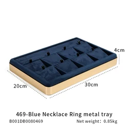 Wholesale blue suede leather necklaces earrings bracelets rings display jewelry tray