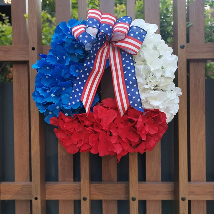 Independence Day Holiday Wreath American Flag Red White And Blue Decorative Wreath Home Window Wall Party Artificial Supplies