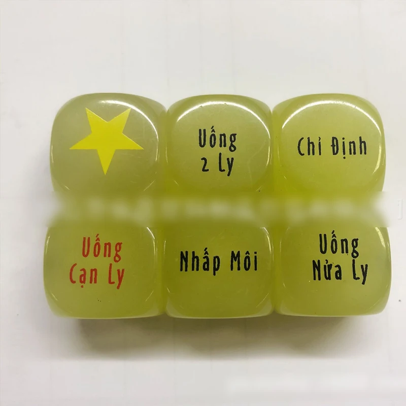 Spot New Products Custom Logo Russian French English Glow In The Dark Vietnamese Cube Dice