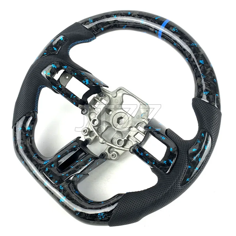 Forged carbon fiber perforated leather FOR Ford Mustang custom car steering wheel 2015 2016 2017 2018 2019 2020