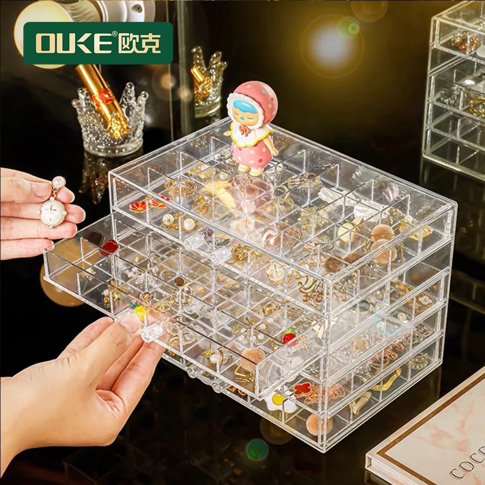 5-layer multifunctional acrylic jewelry storage box large capacity earring compartment display holder