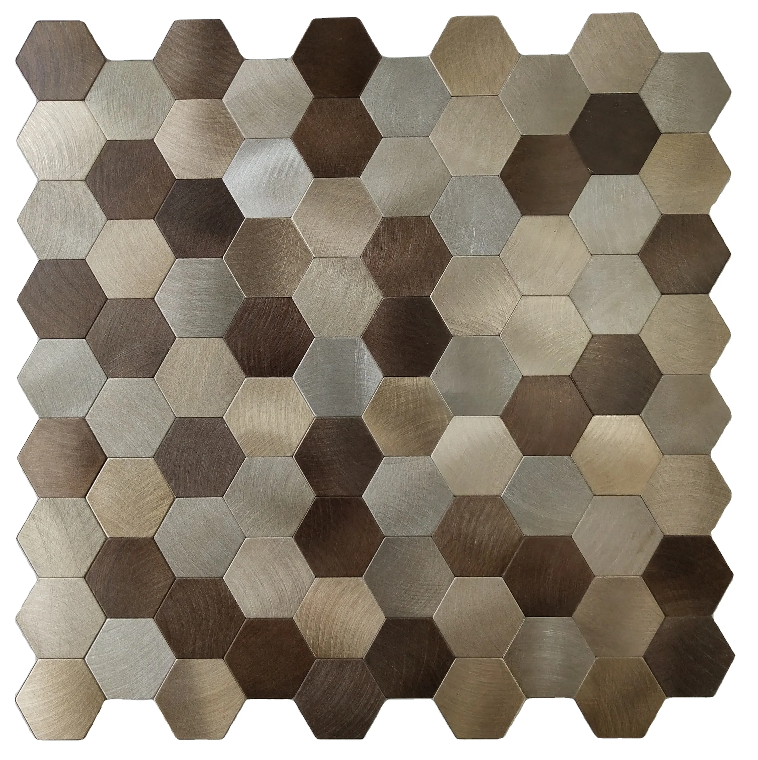 New Design Self Adhesive Tile Brown Metal and Glass Mosaic Tile Hexagon Tile  for Kitchen Backsplash