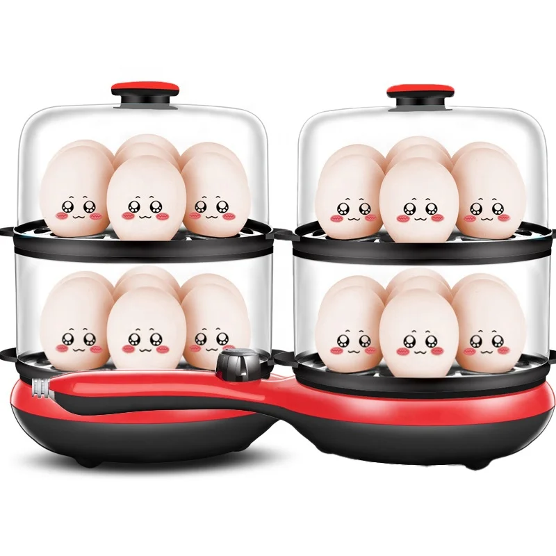 Breakfast Food 3 in 1 Multifunctional  Stainless Steel  Portable Electric Automatic Double Layer Egg Boiler