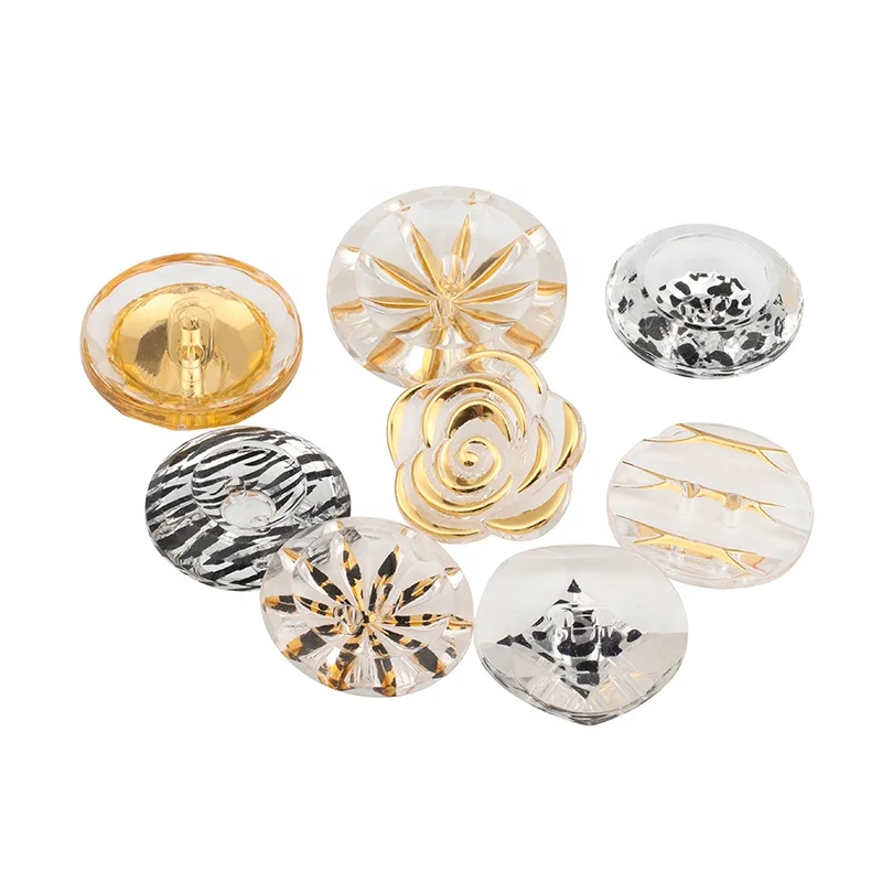 China factory wholesale high quality transparent acrylic 2 holes gilding color clothing flower button