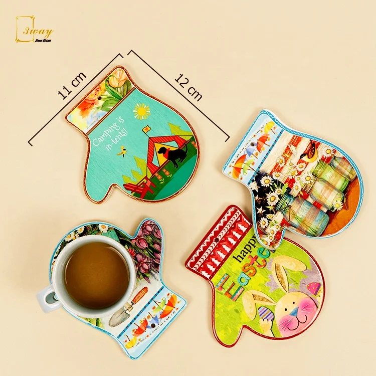 OEM custom amazon Christmas Halloween  cup mats pads placemat tile ceramic cup coasters for desk table drinks decoration