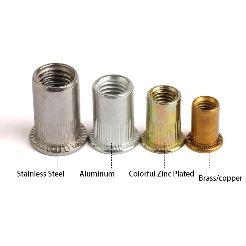 Rivet Nut Flat Head Straight Knurled Open Hole Thread Insert Pop Rivet Nut