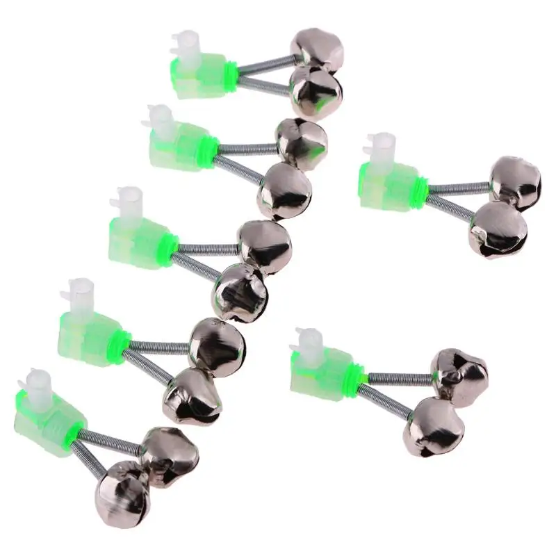Fishing Rod Clamp Tip Clip Bells Ring Carp Night Fishing Rod Tip Red LED Light Twin Bells Ring Fish Bait Alarm