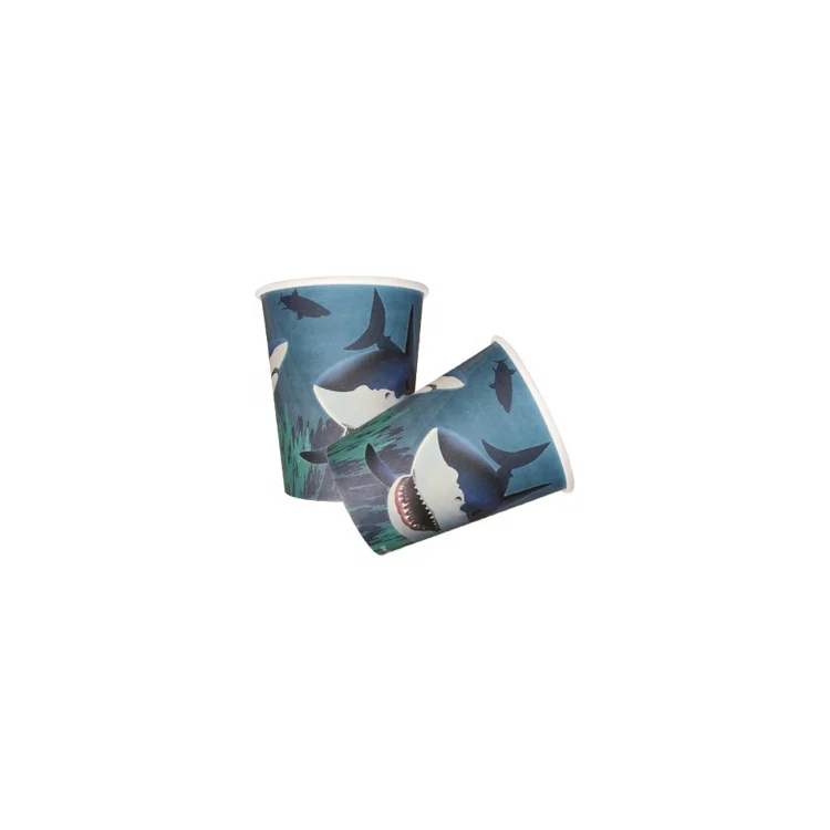 Custom Shark Pattern with Cute Pattern Disposable Printed paper cup