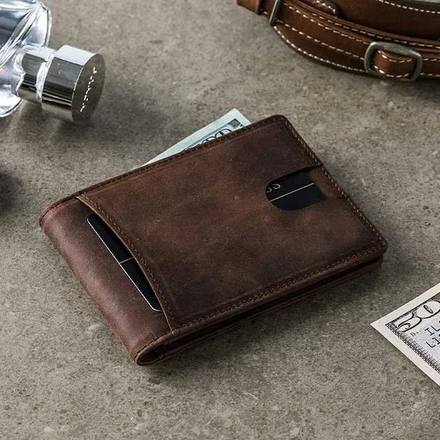 Saffiano Leather Bifold Leather Men Wallet Minimal Rfid Blocking Man Short Bifold Wallet Manufacturer for men