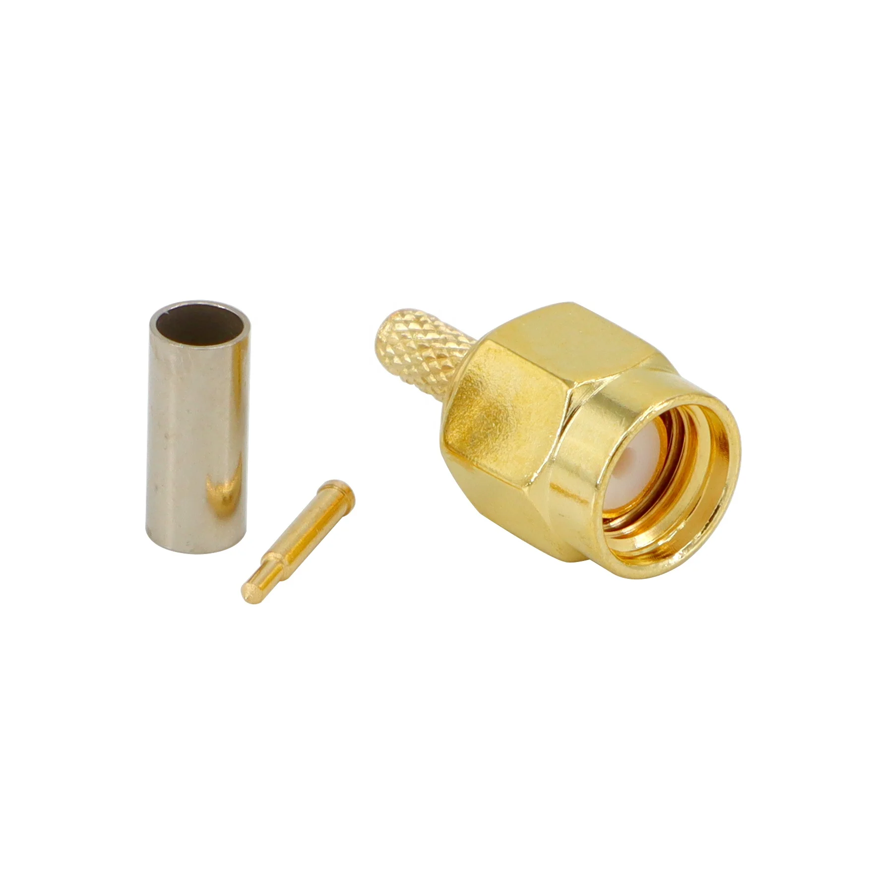 SMA Male RF Crimp Connector 50ohms Gold-Plated for RG316 RG174 RG178 LMR100 Cable