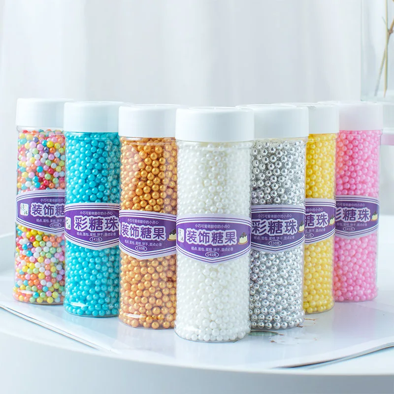 Lixsun Assorted Multi Colors 120g/pc Candy Beads Birthday Party Cake Sprinkles Decoration Sugar Candy Beads Edible Sugar Pearl